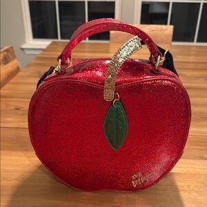 Betsey Johnson Red Glitter Apple Bag